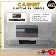 Living Mall Garnet Floating TV Console with Built-in Socket in 4 Model Colours