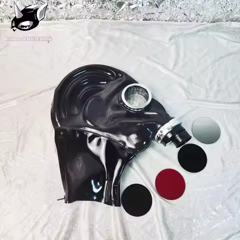 Latex Gas Mask Hood Cosplay Natural Latex Rubber Gas Mask Punk Ghost Full Face Mask Industrial Style