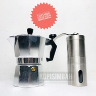 Mokapot Package with Manual Grinder, Manual Espresso Coffee Maker Brewing Tool, Brew MocaPot Espress