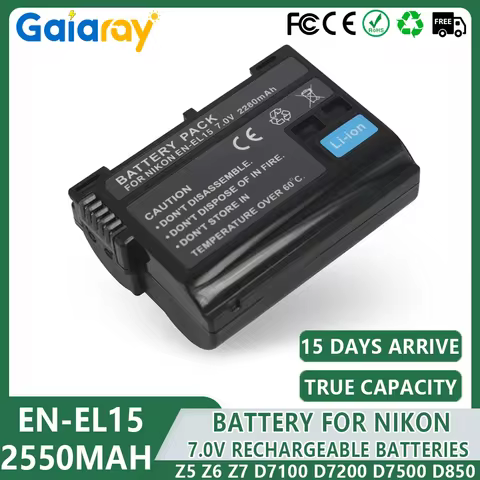 EN-EL15C EN-EL15 Battery 2550mAh Rechargeable Batteries For Nikon Z5 Z6 II,Z7,Z7II D7000 D7100 D7200