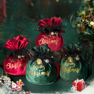 Clearance sale!! Christmas Velvet Gift Bags With Pearls Bells Drawstring Wrapping Bag For Storaging Candy Cookies Toys