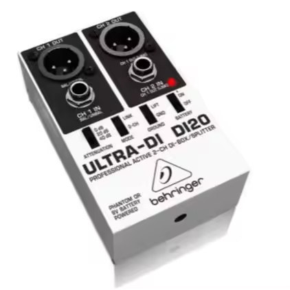 Behringer Ultra-DI DI20 multi-purpose direct injection box/Splitter Provides impedance and Signal ma