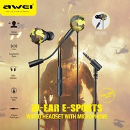 Awei L6/L5/L3 In-Ear Headphones Earphone Wired Earbuds Sport game In Ear Headphone Stereo Headset 3.5mm Jack Wired Cable Music earphones HIFI HD Sound Quality No Ear Pain ergonomic design Earphone with HD Microphone for Xiaomi Samsung iPhone
