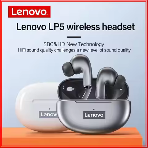 Lenovo LP5 TWS Bluetooth Earphone 9D Stereo HiFi Sports Waterproof Wireless Earbuds for iPhone 13 Bl