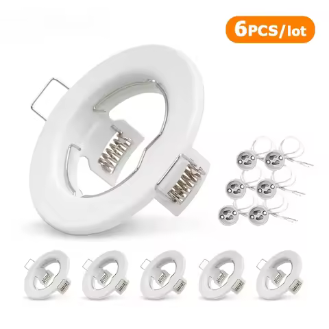 6pcs Recessed Downlight Frame LED Ceiling Fixtures Downlight GU10 MR16 Ceiling Spot Lights Fitting F