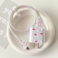 5-piece cherry-shaped set suitable for 20W Apple charger, 18W fast charging head, charger protector,
