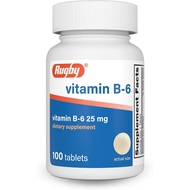 Rugby Vitamin B-6 Tablets-25mg Vitamin B6-Dietary Supplement-100 Tablets (1 Pack)