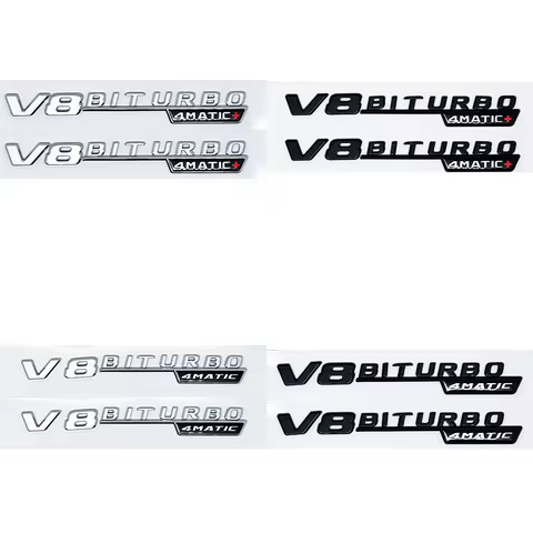 Insignia del emblema del guardabarros del coche V8 BITURBO 4MATIC para Mercedes AMG C63S W205 E63S W