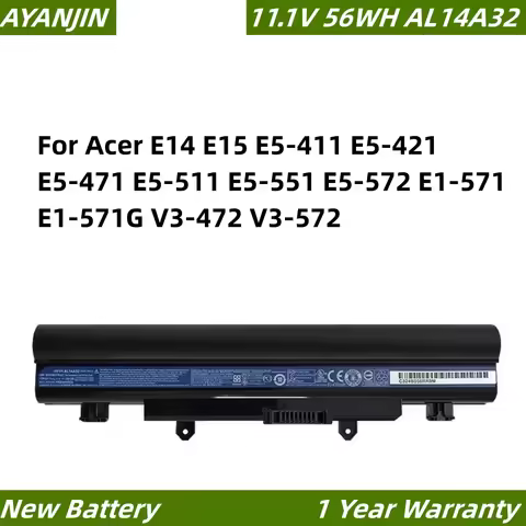 AL14A32 11.1V 5000mAh Laptop Battery For Acer E14 E15 E5-411 E5-421 E5-471 E5-511 E5-551 E5-572 E1-5