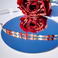 老派約會之必要。鴿血紅草莓晶 石榴石 粉晶 14K包金 水晶手鍊