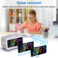 RGB Digital Alarm Clock Radio,RGB Colorful LED Display Electronic Clock Desk Clock