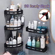Bathroom toilet tripod 304 stainless steel square frame corner frame free punch black storage rack r