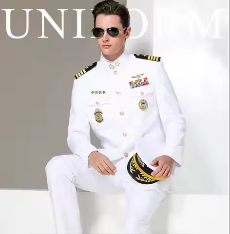 US Navy White Uniform Spring Suit Chinese Collor Zhongshan Official