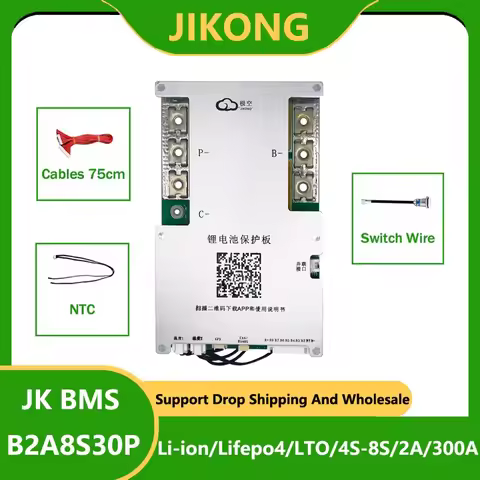 JK BMS 300A JK-B2A8S30P SMART 2A Active Balance 18650 Lifepo4 Battery 4S 12V 5S 6S 7S 8S 24V 48V Li-