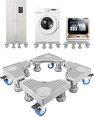 Fousenuk Adjustable Mobile Washing Machine Base 41 to 64 cm, 8 Feet and 4 Wheels, Plastic Stand, Loa