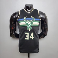 Hot Pressed Men's Jersey Milwaukee Bucks #34 Giannis Antatokounmpo Basketball Black Jersey Tailandes