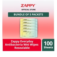 Zappy Everyday Antibacterial Wet Wipes 100 Sheets Resealable