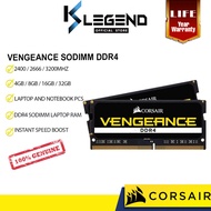 CORSAIR Vengeance SODIMM DDR4 2400Mhz / 2666Mhz / 3200Mhz Notebook Laptop SODIMM RAM (4GB/ 8GB /16GB