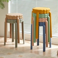 Dressing Plastic Chair Thickened Stackable Round Stool Household Influencer High Bench Spare Stool N