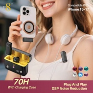 D8 Professional Wireless Lavalier Microphone USB-C 2-In-1 Universal Mic With Charging Case, 70H Long