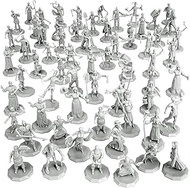 Townsfolk Mini Fantasy Figures Set- 64 Fully-Paintable Miniatures (2X of 32 Unique Sculpts) - 1" Hex