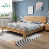 Nordic All Solid Wood Bed 1.8m Double Bed Small Apartment 1.2 Simple Apartment B & B Hotel 1.5 Stora