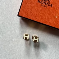 (附原裝盒) HERMES Cage d'H earrings 耳環 日本中古 Vintage