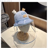 GHS - 嬰兒防護面罩 兒童防疫帽子寶寶出門防飛沫神器 冬季防風面部罩夏季防曬 安全物料 舒適保護防曬 小帽子 嬰兒 初生 小童46-50cm 1-3歲bb 藍色
