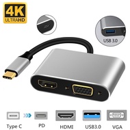 4 in 1 USB C HDMI Type c to HDMI 4K Adapter VGA USB3.0 Audio video Converter PD 87W Fast charger for