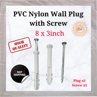 ALife Nylon Wall Plug with Screw Cabinet Furniture Skru Dinding PVC Plug Nail 8 x 3''