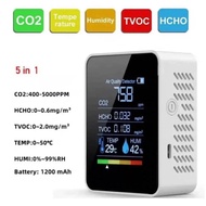 Digital Air Quality detector 5 in 1 CO2 HCHO TVOC Humidity and temperature monitor CO2 detector