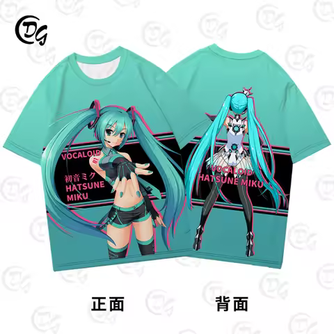 2 Yuan Song Ji Miku Miku Hatsune Miku 3D Printed Short-sleeved T-shirt Men's Clothing Sports Casual 