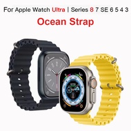 Ocean Silicone Smart Watch Strap for IWatch Series 7 6 3 Se Ultra 8, 49mm, 44mm, 40mm, 45mm, 41mm, 42mm, 38mm for Apple Watch 8 Smartwatch T500 Pro X8 D20