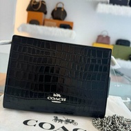 *SHIHNA名牌精品*Coach 黑色鱷魚紋鍊條小款斜背包