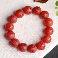 Natural red agate Bracelets frosted bead Six word truth Buddha bead bracelet Get rich Turn luck Crystal jewelry