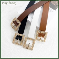 ruyifang Women'S Belt Vintage Carved Needle Buckle Punk Hip Hop Rock Style Jeans Belt Y2K Belt PU Le