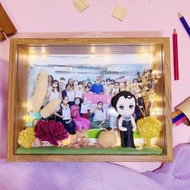 客製化黏土人偶含索拉花乾燥花6x8相框
