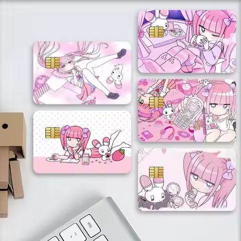 Anime Menhera Chan Credit Decorative Card Stickers Suitable For Bank Cards Metro Transit Anti-scratc