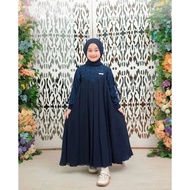 Gamis Anak Inara Ceruty Baby Doll Kombinasi Brokat | Inara Dress Kids Free Pasmina | Baju Muslim Anak 5 Tahun Sampai 14 Tahun