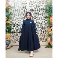 Gamis Anak Inara Ceruty Baby Doll Kombinasi Brokat | Inara Dress Kids Free Pasmina | Baju Muslim Ana