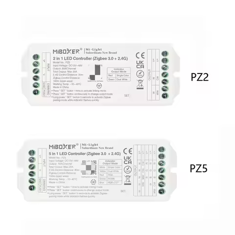 Miboxer Zigbee 3.0 +2.4G LED Controller PZ2 2IN1 PZ5 5IN1 Max 20A For Single Color/Dual White/RGB/RG