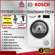 【Free Shipping & Free Install】Bosch | Series 6 | WPG23100SG | Condenser Dryer | 8 kg | Auto Dry | An