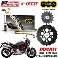 DUCATI 998cc MONSTER S4RS Full Set Regina SPORTBIKE Chain 525 ZRP Steel Sprocket Sets