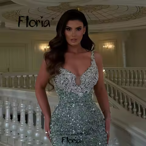 Sparkly Seuqins Spaghetti Straps Cocktail Dress Maxi Sheath Dress With Crystals Evening Dress Vestid