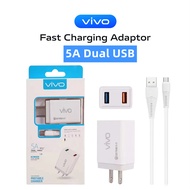 5A Quick Charging Wall Charger &amp; Universal USB Adapter w/ 5V Dual Port USB Charger For VIVO S1 Pro Y81 V11 V11i X60 V20SE V15 V17 V20 V7 Plus V5 Lite V19 Neo Y33S Y31 Y51 Y72 2020 2021 V21 Y51S Y52 Y52S 4G 5G