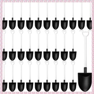 (JGRW) 200 Pcs Mini Shovel Spoons Disposable Plastic Shovel Shaped Spoons Black and White Plastic Sp