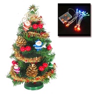 [特價]摩達客 台灣製1尺裝飾綠色聖誕樹(聖誕老人紅果系)+LED20燈彩光電池燈*1