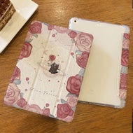 iPad11 Protective Case Pro Rose Planet Air5/4 Silicone Full Cover MINI6 Tri-fold Transparent 8th/9/1