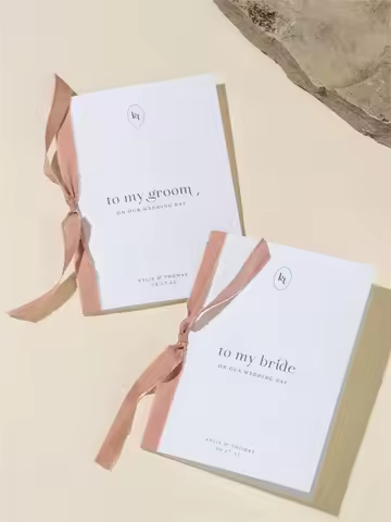 Wedding Vow Books Personalized Vow Books Set of 2 His Vows Her Vows, To my Bride To my Groom Silk Ri