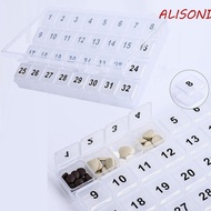 ALISOND1 32 Grid Pill Organizer Box, Plastic Lightweight Medicine Organizer, BPA Free Moisture Proof Sturdy Compact One Month Pill Cases Holds Vitamins
